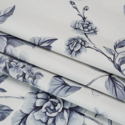 Brushed Stretch Cotton Twill Print - Gray and White Floral - Mood Exclusive Bushel and a Peck Folded