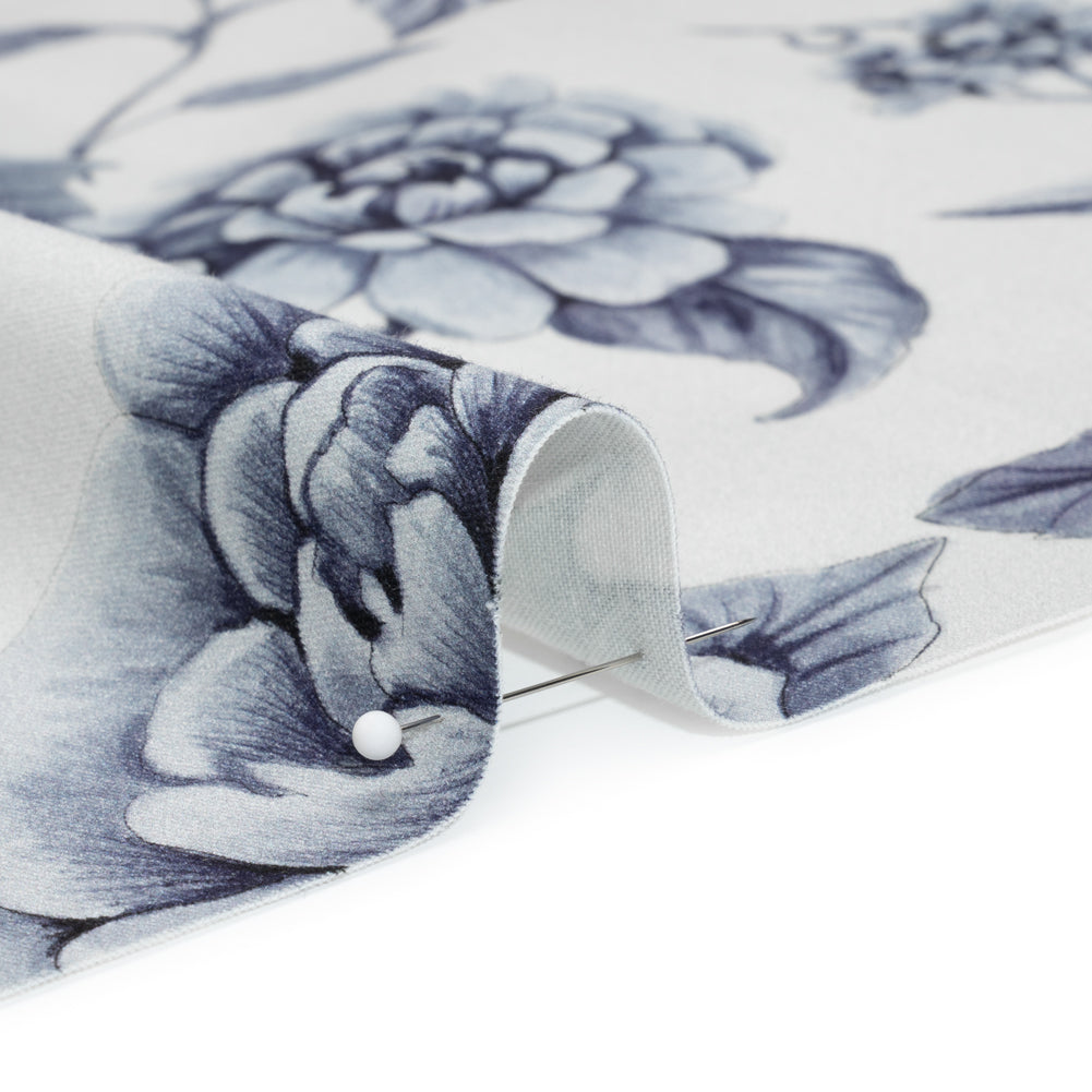 Brushed Stretch Cotton Twill Print - Gray and White Floral - Mood Exclusive Bushel and a Peck Detail