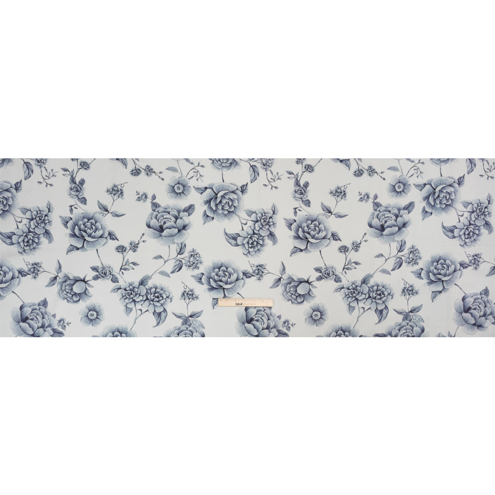 Brushed Stretch Cotton Twill Print - Gray and White Floral - Mood Exclusive Bushel and a Peck Full