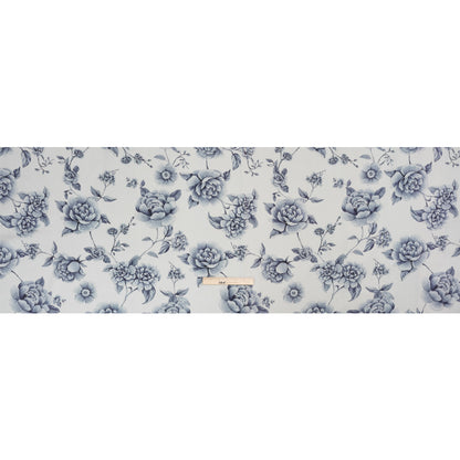 Brushed Stretch Cotton Twill Print - Gray and White Floral - Mood Exclusive Bushel and a Peck Full