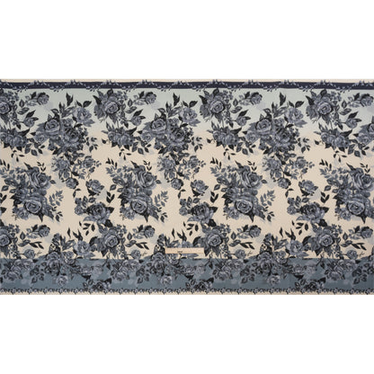 Brushed Stretch Cotton Twill Panel - Blue and Cream Roses - Mood Exclusive Space for Grace Full