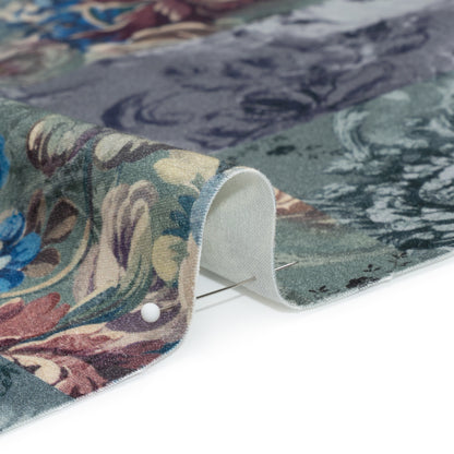Brushed Stretch Cotton Twill Print - Blue Floral Patchwork - Mood Exclusive Vintage Vignettes Detail
