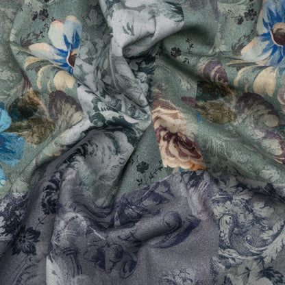 Brushed Stretch Cotton Twill Print - Blue Floral Patchwork - Mood Exclusive Vintage Vignettes