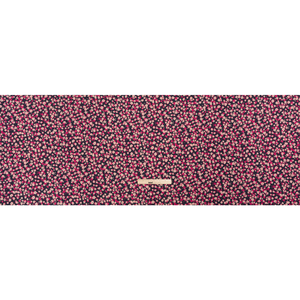 Stretch Cotton Twill Print - Navy and Pink Floral - Mood Exclusive Petals to Pick Full