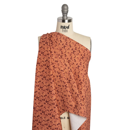 Stretch Cotton Twill Print - Rose, Beige and Maroon Floral - Mood Exclusive Always in Bloom Drape