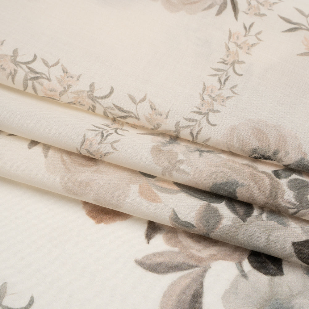 Mood Exclusive Cream Prosaic Petals Cotton Voile Panel Folded