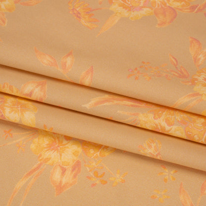 Stretch Cotton Poplin Print - Beige and Yellow Floral - Mood Exclusive Easy Eleanor Folded