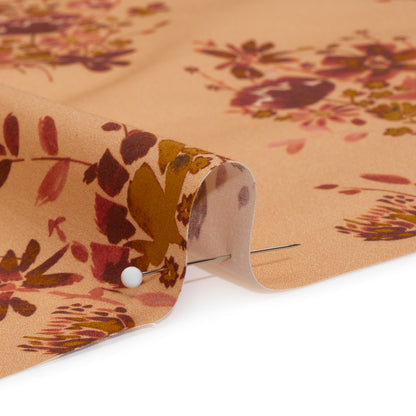 Stretch Cotton Poplin Print - Peach, Pink and Red Floral - Mood Exclusive Powdered Pink Detail