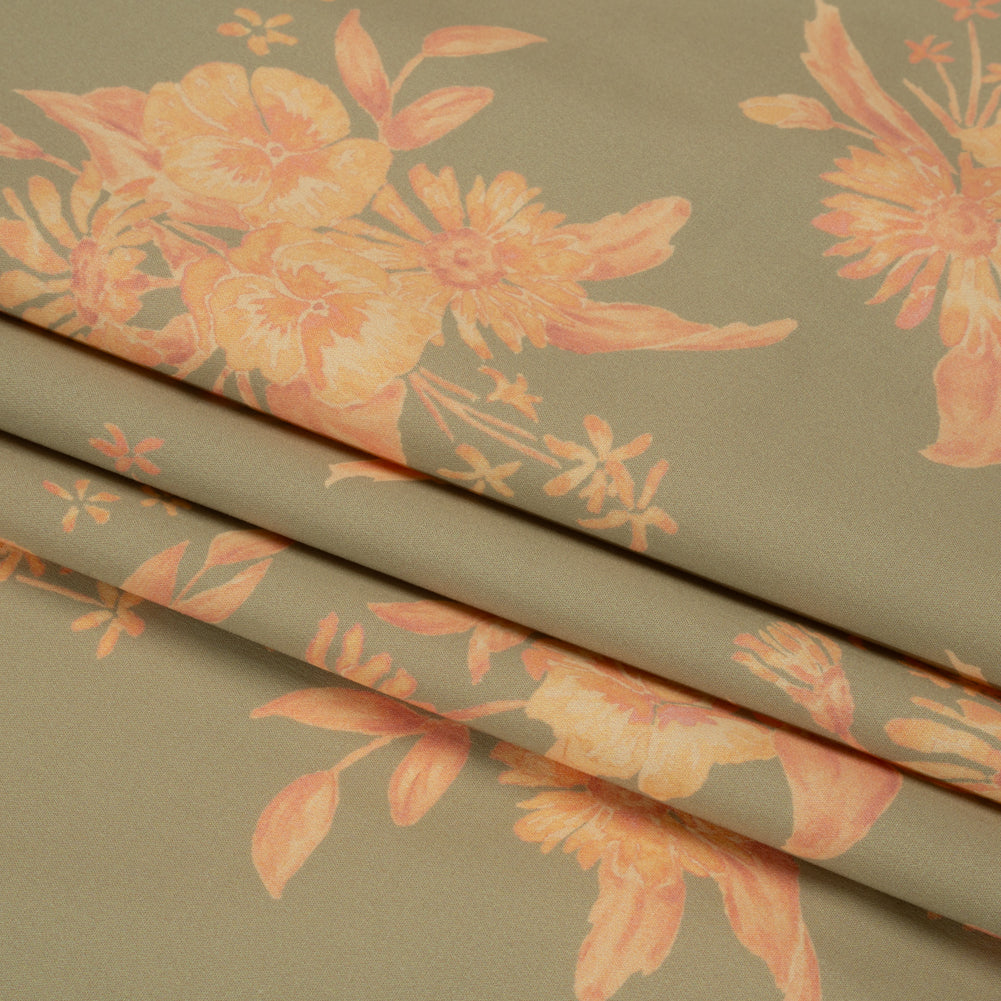 Stretch Cotton Poplin Print - Sage and Yellow Floral - Mood Exclusive Easy Eleanor Folded