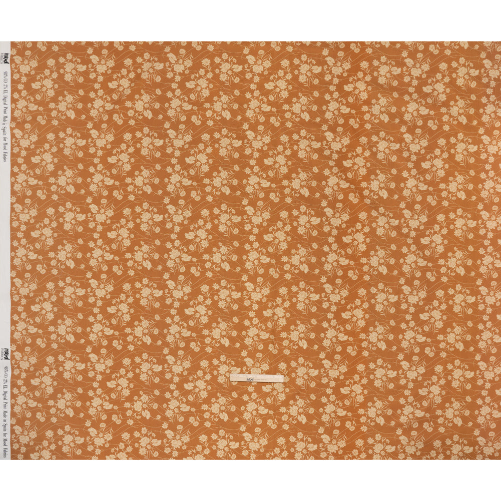 Stretch Cotton Poplin Print - Tan Flowers and Dotted Lines - Mood Exclusive Errands of Bees - Full