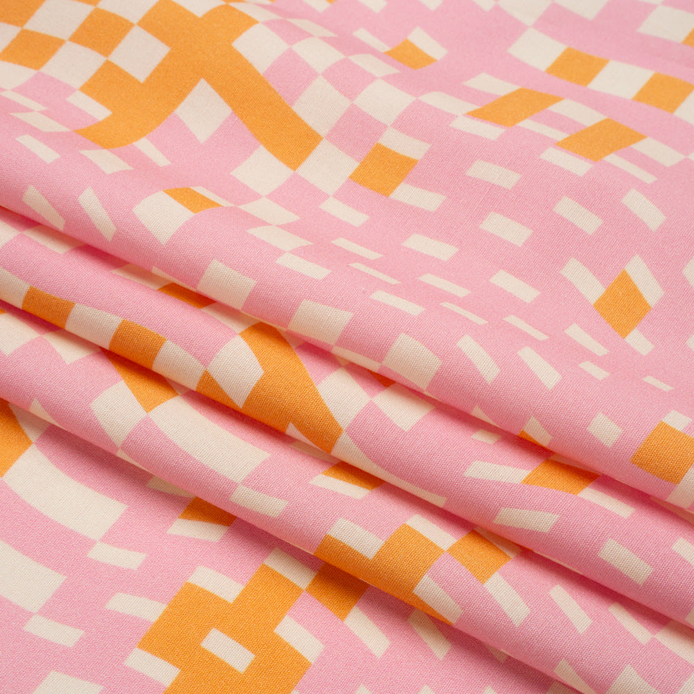 Mood Exclusive Pink Stay Wavy Baby Stretch Cotton Poplin Folded