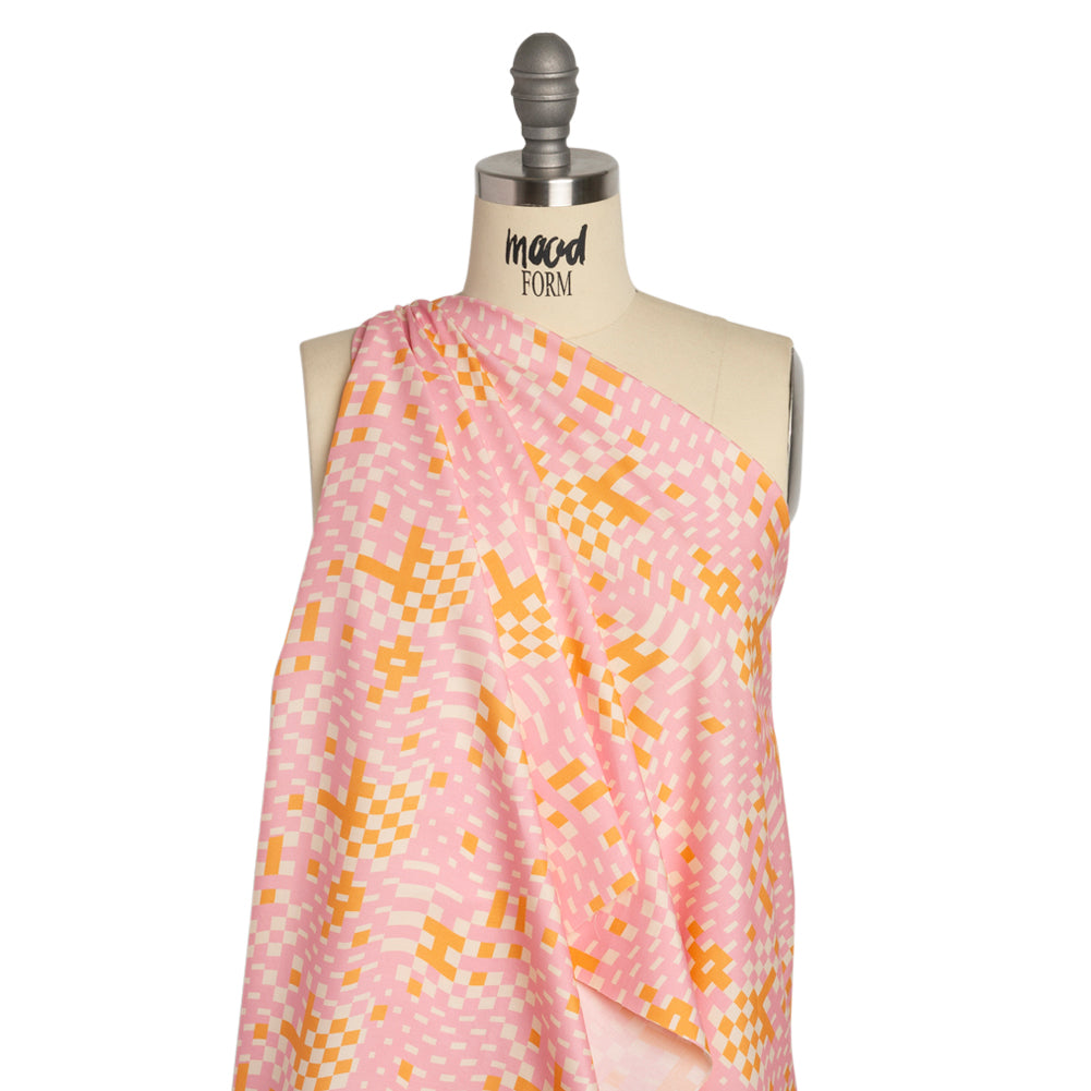 Mood Exclusive Pink Stay Wavy Baby Stretch Cotton Poplin Drape