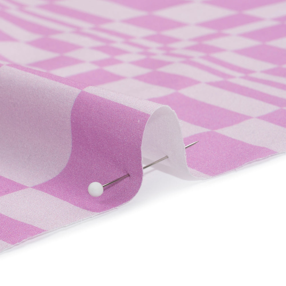 Mood Exclusive Lilac Cheeky Checkers Stretch Cotton Poplin Detail