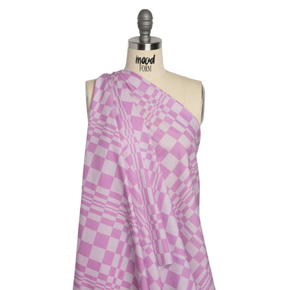 Mood Exclusive Lilac Cheeky Checkers Stretch Cotton Poplin Drape