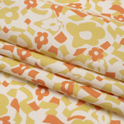 Mood Exclusive Orange Puddled Petals Stretch Cotton Poplin Folded