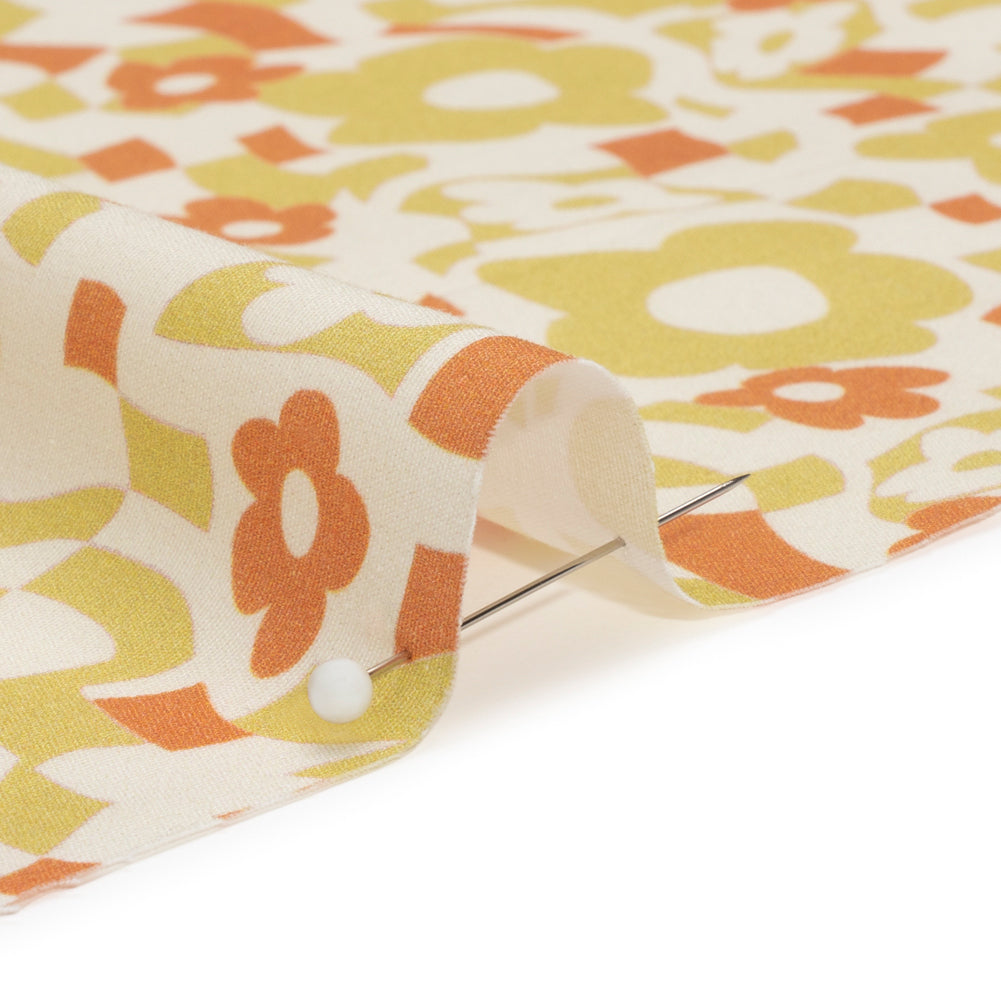 Mood Exclusive Orange Puddled Petals Stretch Cotton Poplin Detail