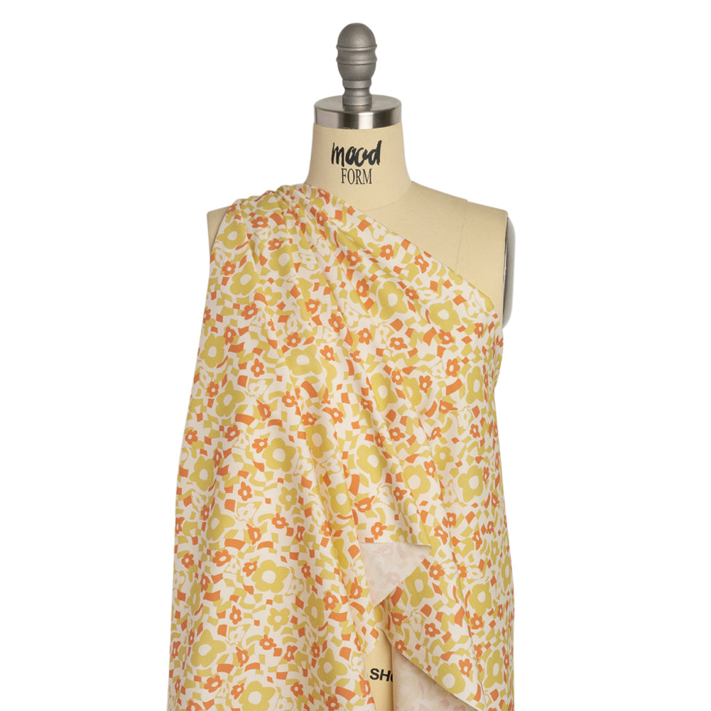 Mood Exclusive Orange Puddled Petals Stretch Cotton Poplin Drape