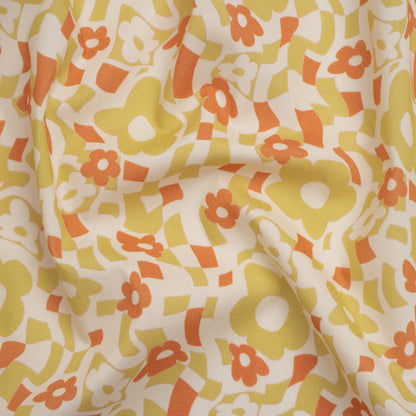 Mood Exclusive Orange Puddled Petals Stretch Cotton Poplin