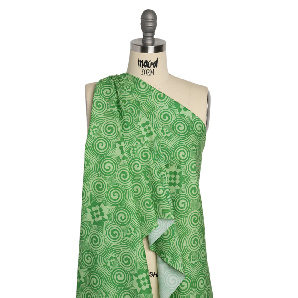 Mood Exclusive Green Artsy Aesthetic Stretch Cotton Poplin Drape