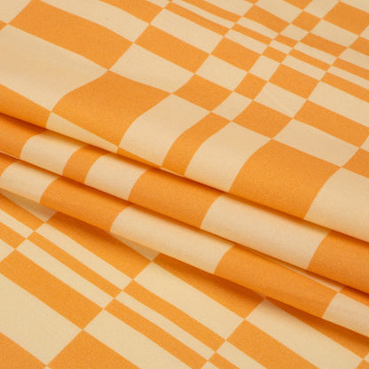 Mood Exclusive Creamsicle Cheeky Checkers Stretch Cotton Poplin Folded