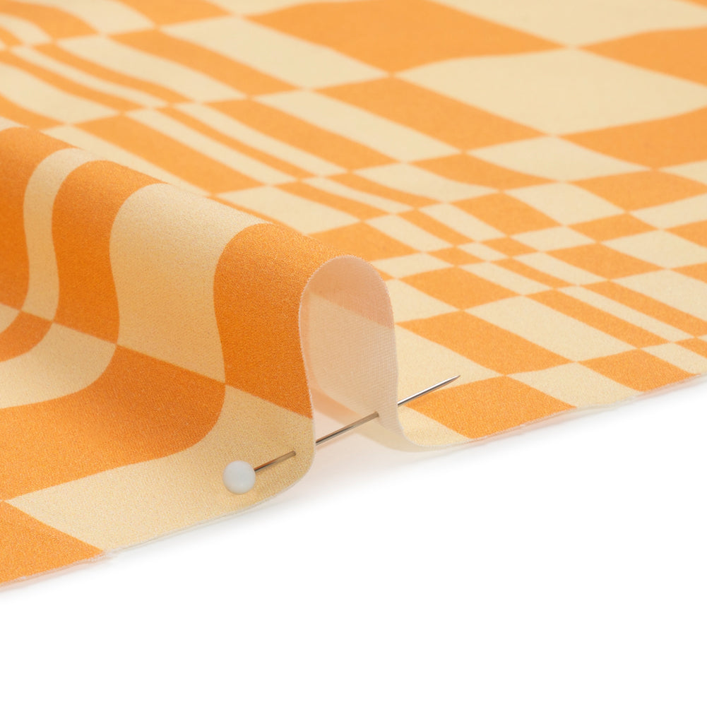 Mood Exclusive Creamsicle Cheeky Checkers Stretch Cotton Poplin Detail