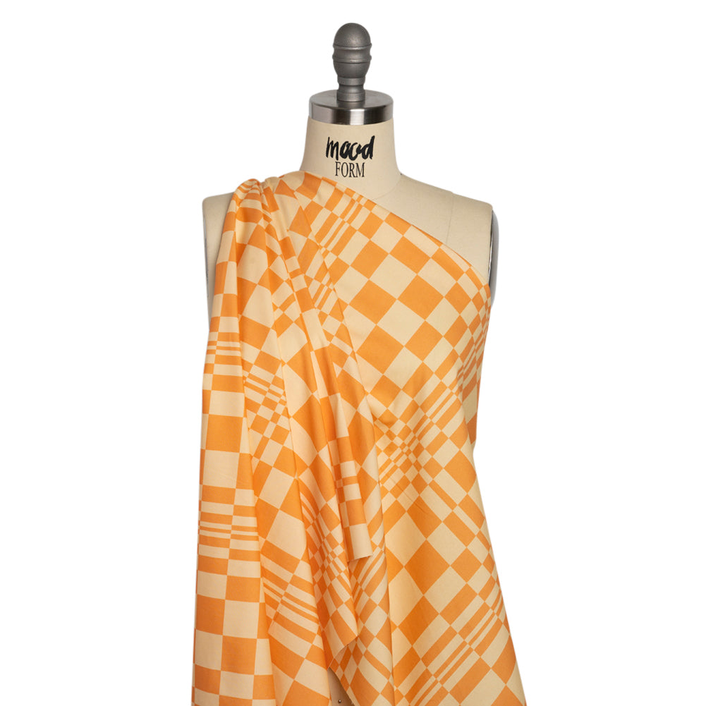 Mood Exclusive Creamsicle Cheeky Checkers Stretch Cotton Poplin Drape