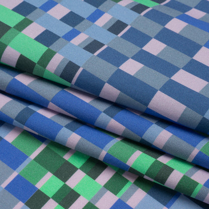 Mood Exclusive Blue Fruit Basket Fete Stretch Cotton Poplin Folded