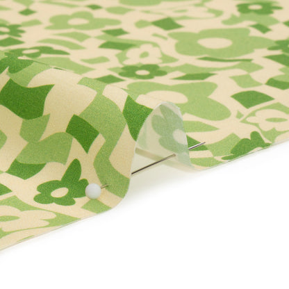 Mood Exclusive Green Puddled Petals Stretch Cotton Poplin Detail
