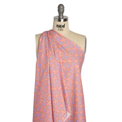 Mood Exclusive Bubblegum Cyber Checkers Stretch Cotton Poplin Drape