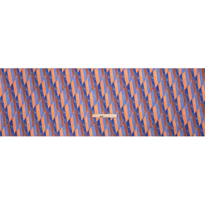 Stretch Cotton Twill Print - Blue and Orange Geometric - Mood Exclusive Checkerboard Chalk Full