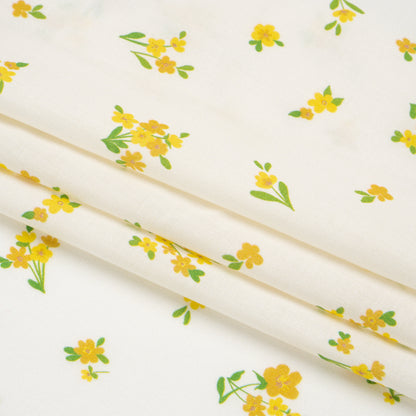 Cotton Voile Print - Yellow and White Scattered Florals - Mood Exclusive Snippets of Sun Folded