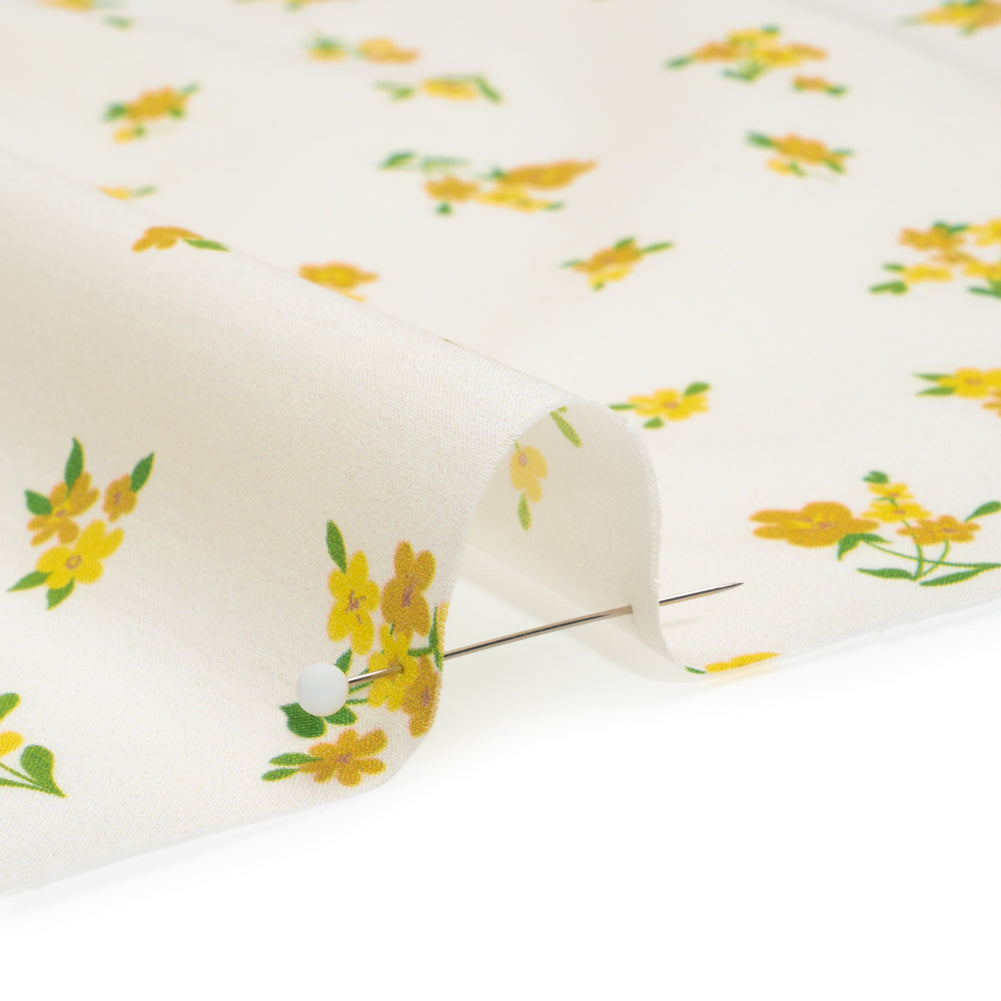 Cotton Voile Print - Yellow and White Scattered Florals - Mood Exclusive Snippets of Sun Detail