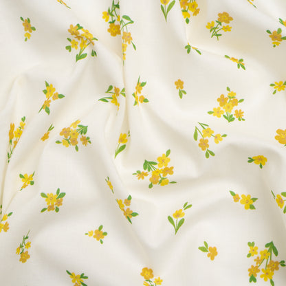Cotton Voile Print - Yellow and White Scattered Florals - Mood Exclusive Snippets of Sun
