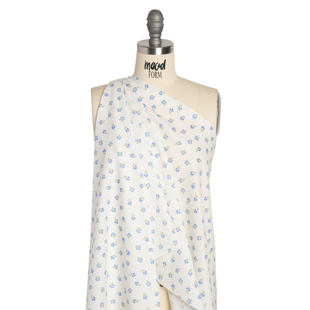 Cotton Voile Print - Blue and White Floral Ditsy - Mood Exclusive Sudden Sweetness Drape