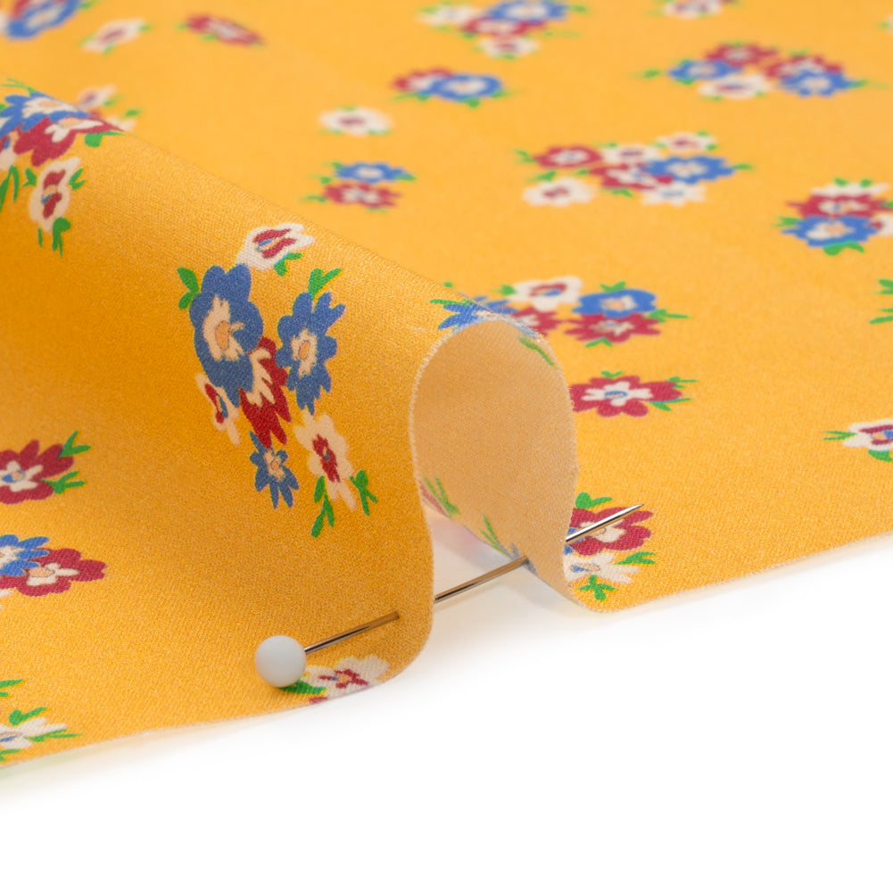 Cotton Voile Print - Yellow, Blue and Red Floral - Mood Exclusive Here We Grow Detail