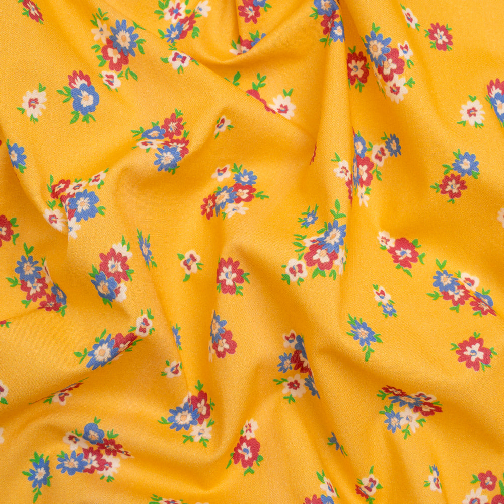 Cotton Voile Print - Yellow, Blue and Red Floral - Mood Exclusive Here We Grow