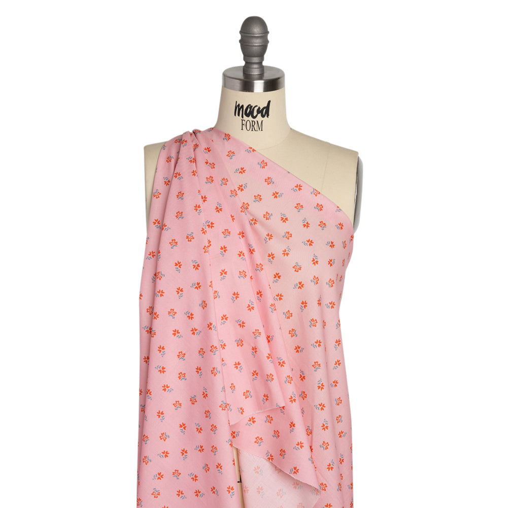Cotton Voile Print - Pink and White Floral Ditsy - Mood Exclusive Sudden Sweetness Drape