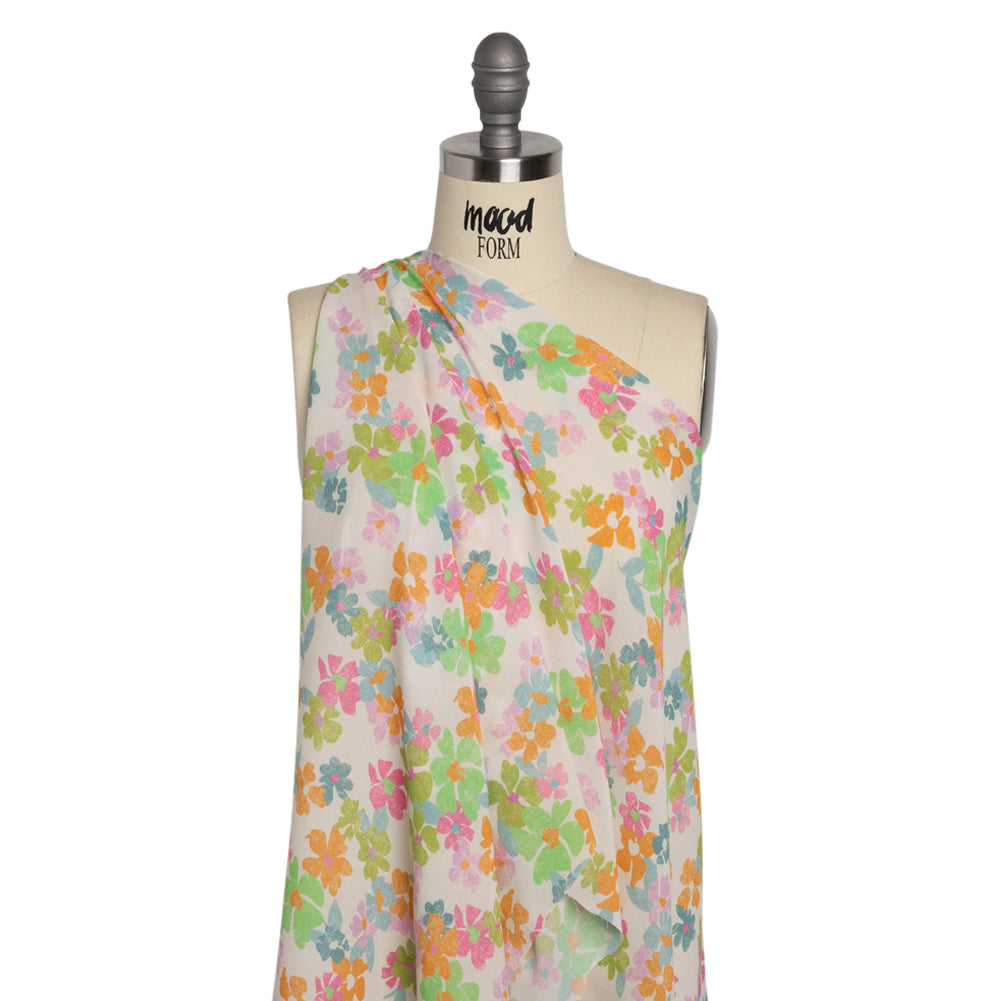 Mood Exclusive White Flirt with Flowers Viscose Georgette Detail