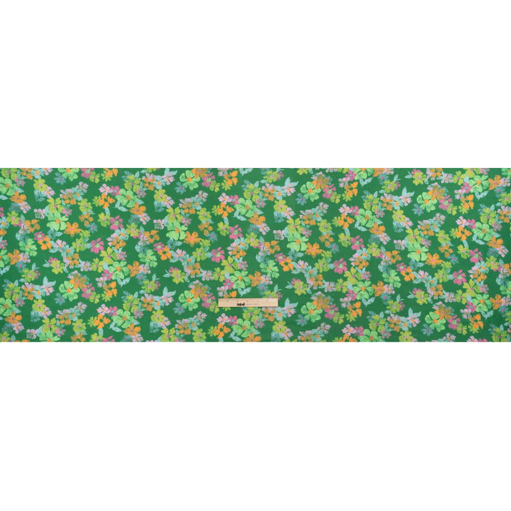 Mood Exclusive Green Flirt with Flowers Viscose Georgette Drape