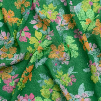 Mood Exclusive Green Flirt with Flowers Viscose Georgette
