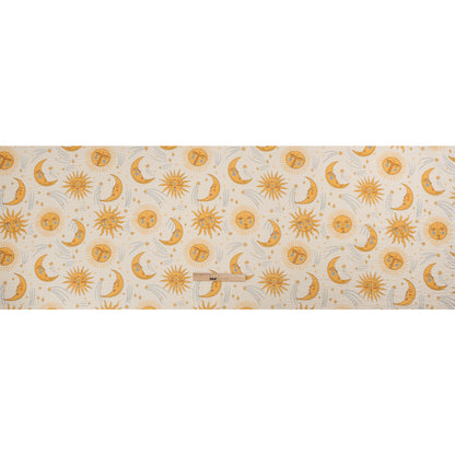 Cotton and Viscose Striped Seersucker Print - Cream Suns and Moons - Mood Exclusive Friendly Faces Full