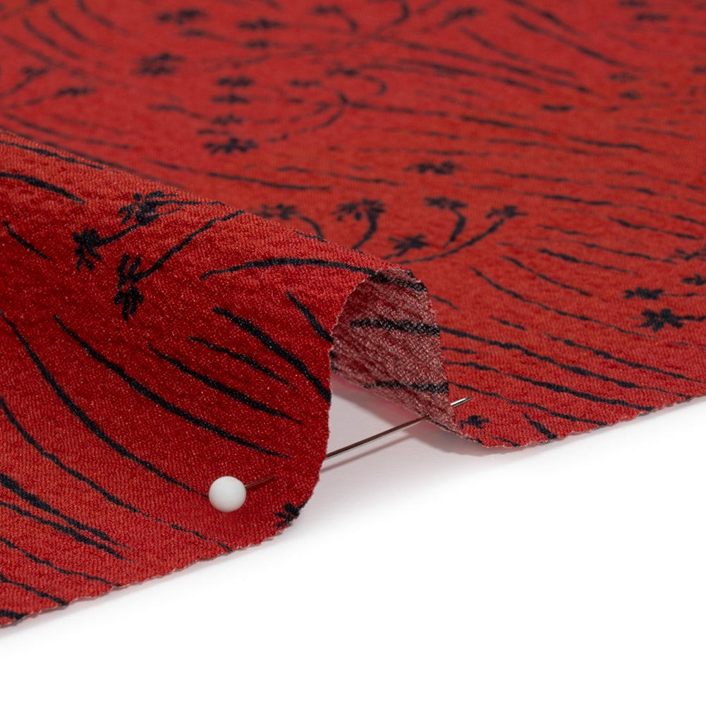 Mood Exclusive Red Dandelion Dreamer Stretch Polyester Seersucker Detail