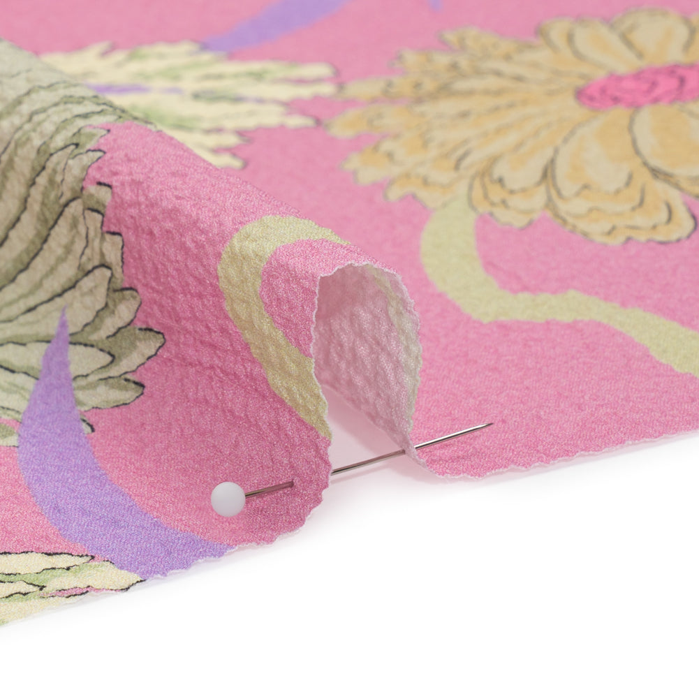 Mood Exclusive Pink Goodness Gardens Stretch Polyester Seersucker Detail