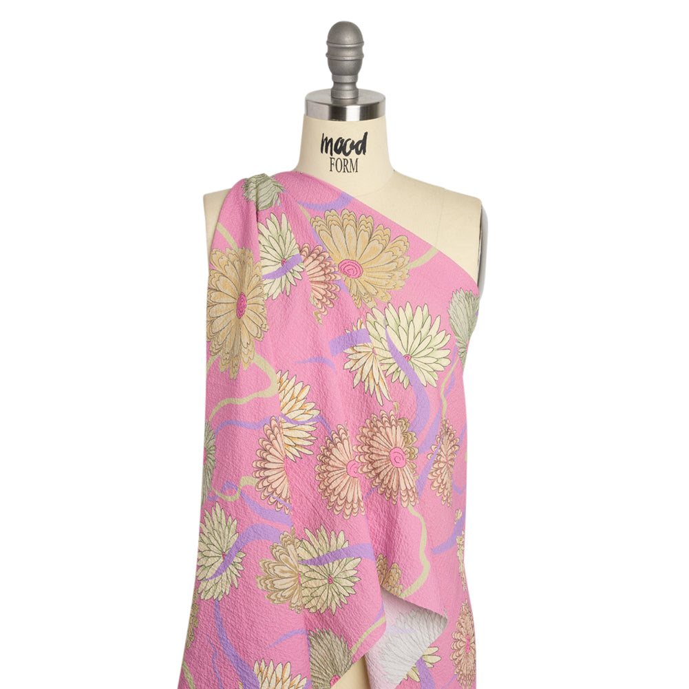 Mood Exclusive Pink Goodness Gardens Stretch Polyester Seersucker Drape