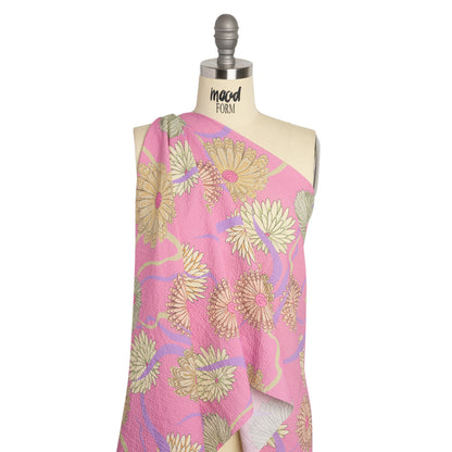 Mood Exclusive Pink Goodness Gardens Stretch Polyester Seersucker Drape