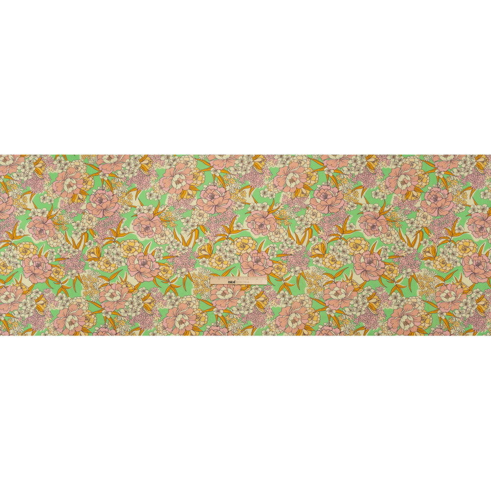 Mood Exclusive Green Cherry Blossom Lessons Stretch Polyester Seersucker - Full