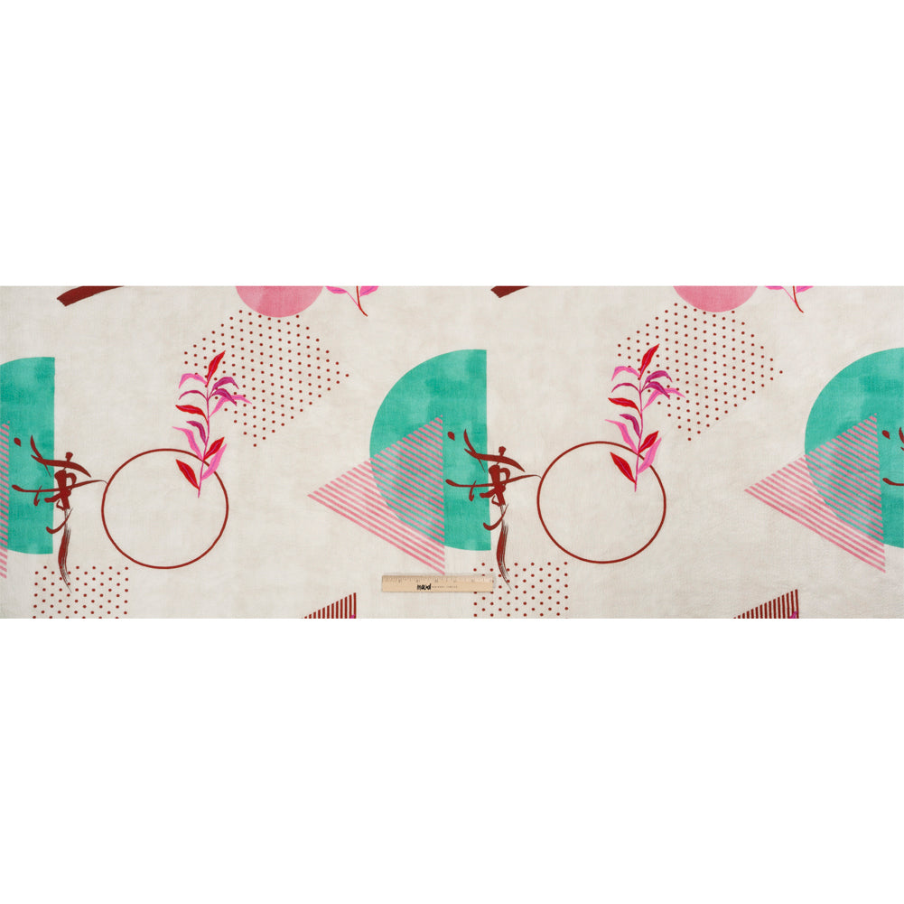 Mood Exclusive Cream Calligraph Creator Stretch Polyester Seersucker Full