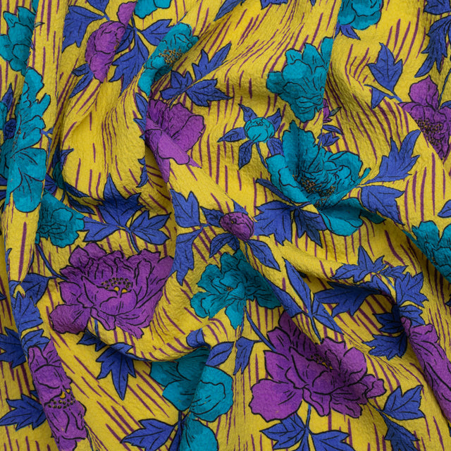Mood Exclusive Yellow Through the Rain Stretch Polyester Seersucker