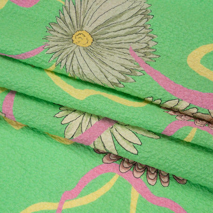 Mood Exclusive Green Goodness Gardens Stretch Polyester Seersucker Folded
