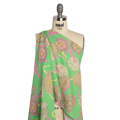 Mood Exclusive Green Goodness Gardens Stretch Polyester Seersucker Drape